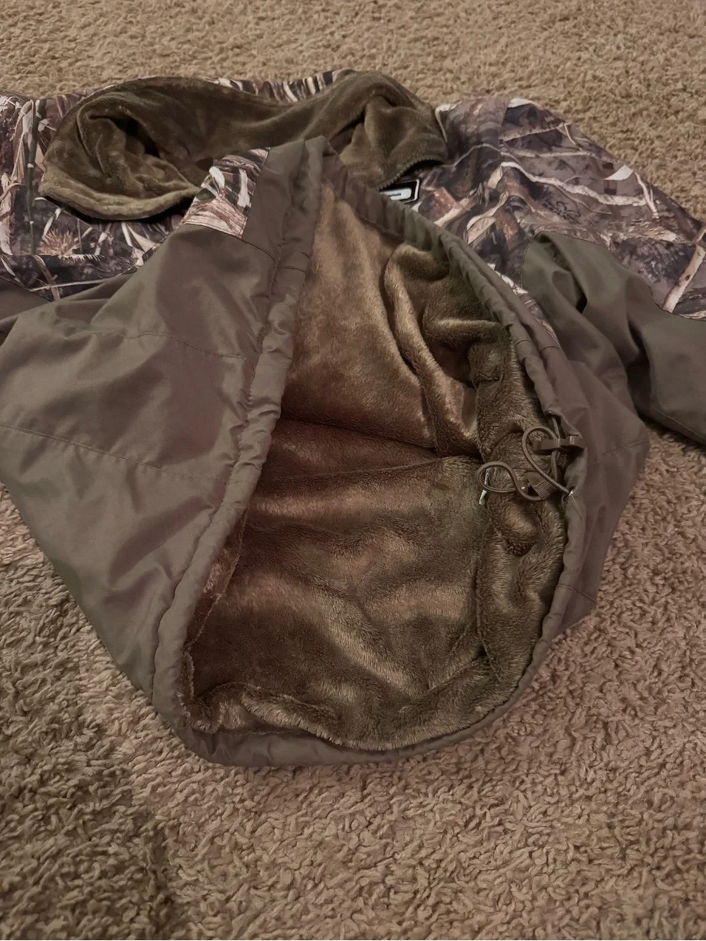 Kids Camo Pullover Jacket in Olive Green